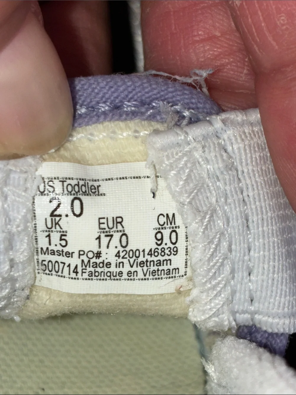 Used Vans Toddlers 2 Kids Slip-On Checkerboard Sneakers - Lavender/White